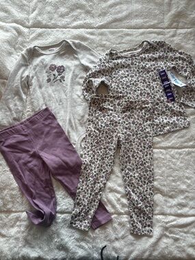 Carter’s 24M 4pc Outfit Set Floral Purple Leggings Onesie NWT